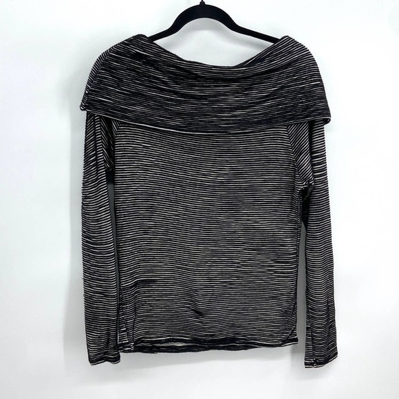 ANTHROPOLOGIE Dolan Black White Stripe Cowl Neck Long Sleeve Top Size XS - Picture 3 of 6